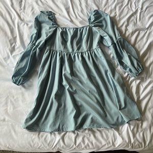 Blue Peasant-Style Dress